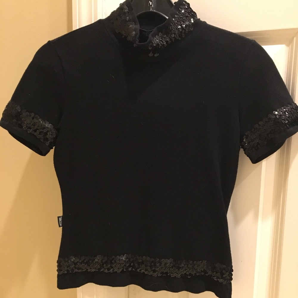 Moschino fitted black short sleeve top